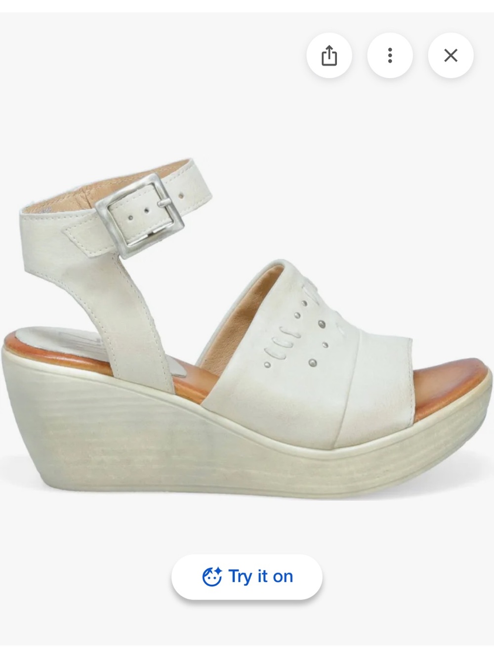 New in box Miz Mooz Striking Platform Wedges Cream Leather Sandals size 36